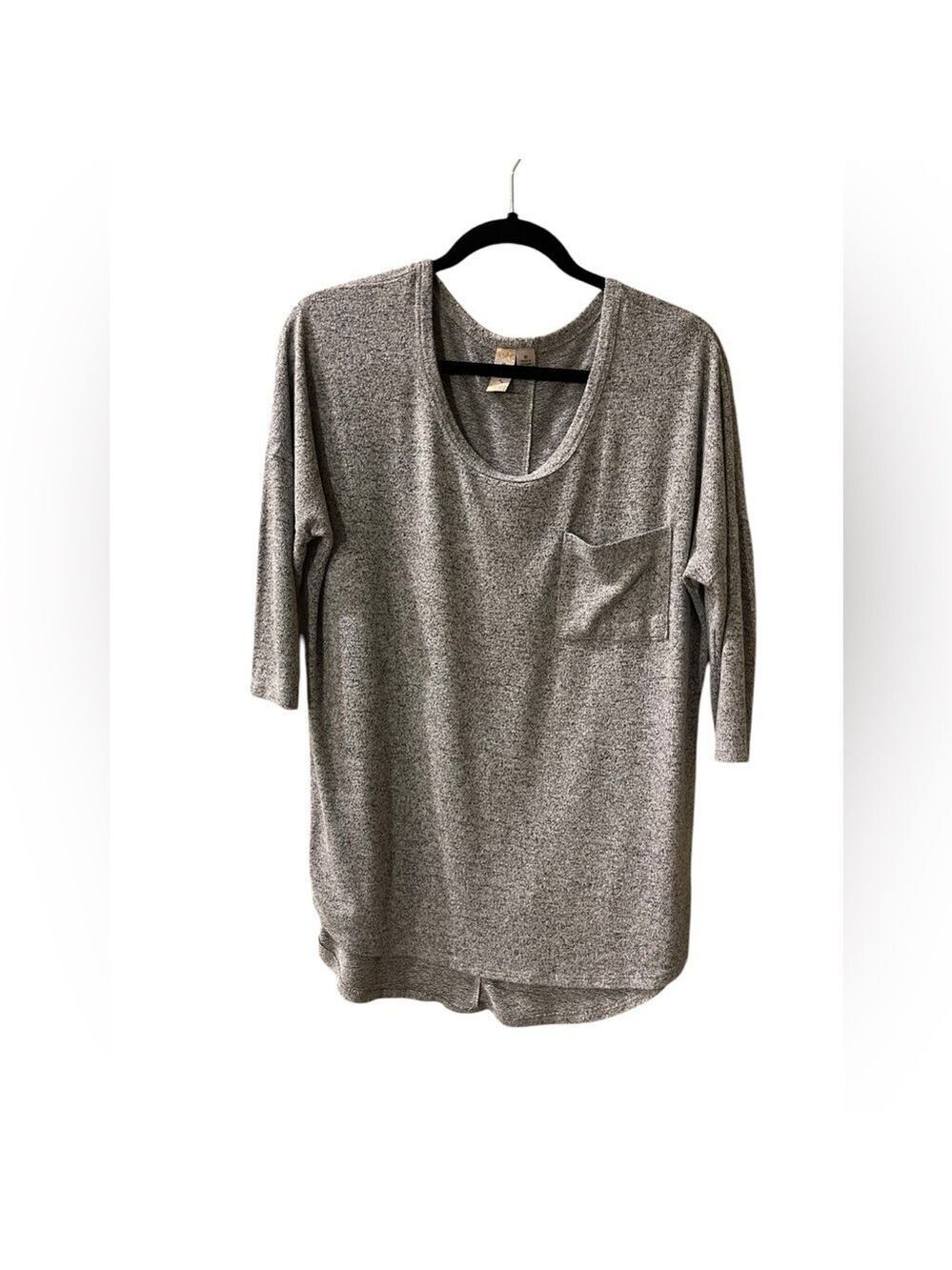 Misia Women’s Heather Gray Top Shirt Curved Hem With Brass Buttons Size: Medium